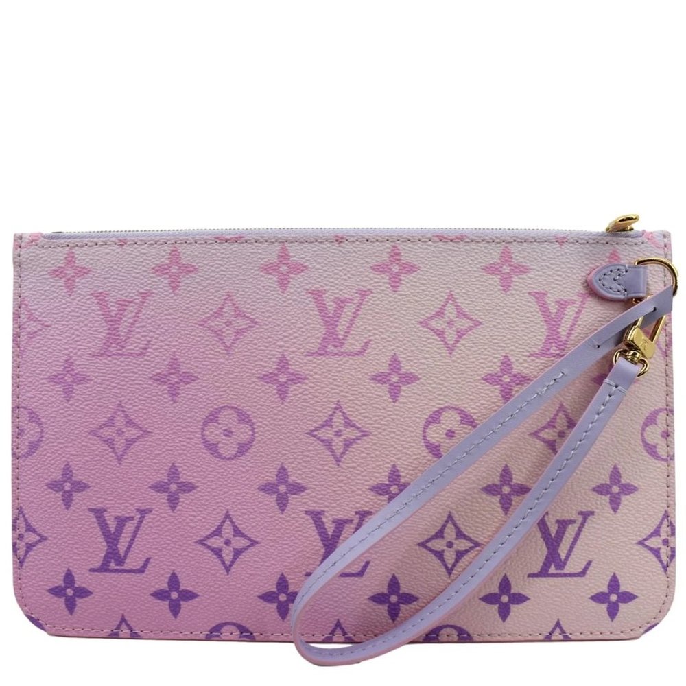 LOUIS VUITTON  Neverfull Monogram Canvas Pochette Wristlet Pouch Sunrise Pastel